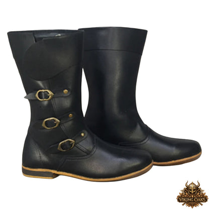 Dark Black Cosplay Boots Handcrafted Footwear for Men and Women
