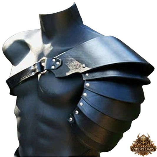 Handcrafted Warrior Leather Pauldron Armor – Medieval Shoulder Guard for Cosplay & Reenactment