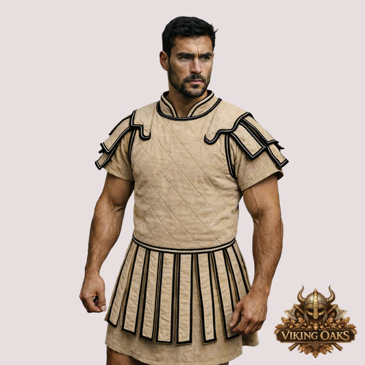 Roman Subarmalis Armor – Padded Cotton Tunic with Pteruges | Gladiator & Soldier Costume