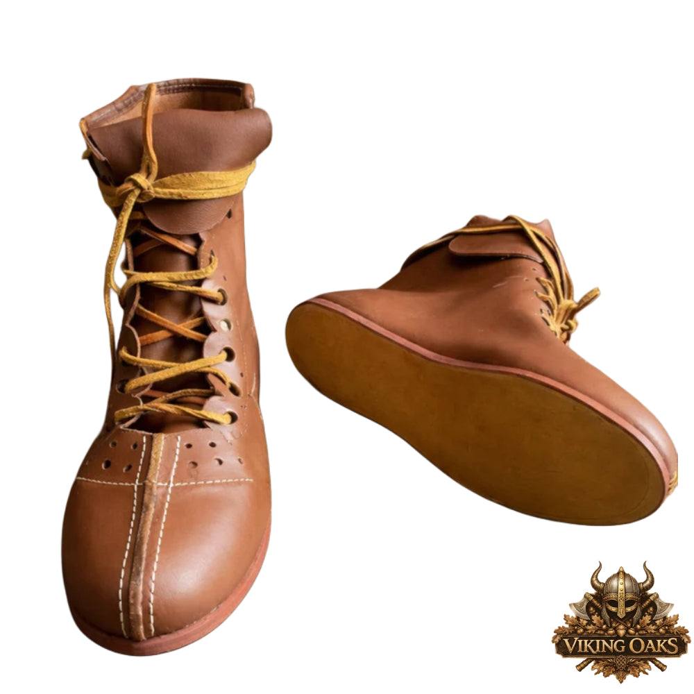 Authentic Medieval Leather Ankle Boots for Ren Faire Costumes