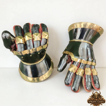 Functional Medieval Steel Gauntlets Genuine Leather Inner Lining