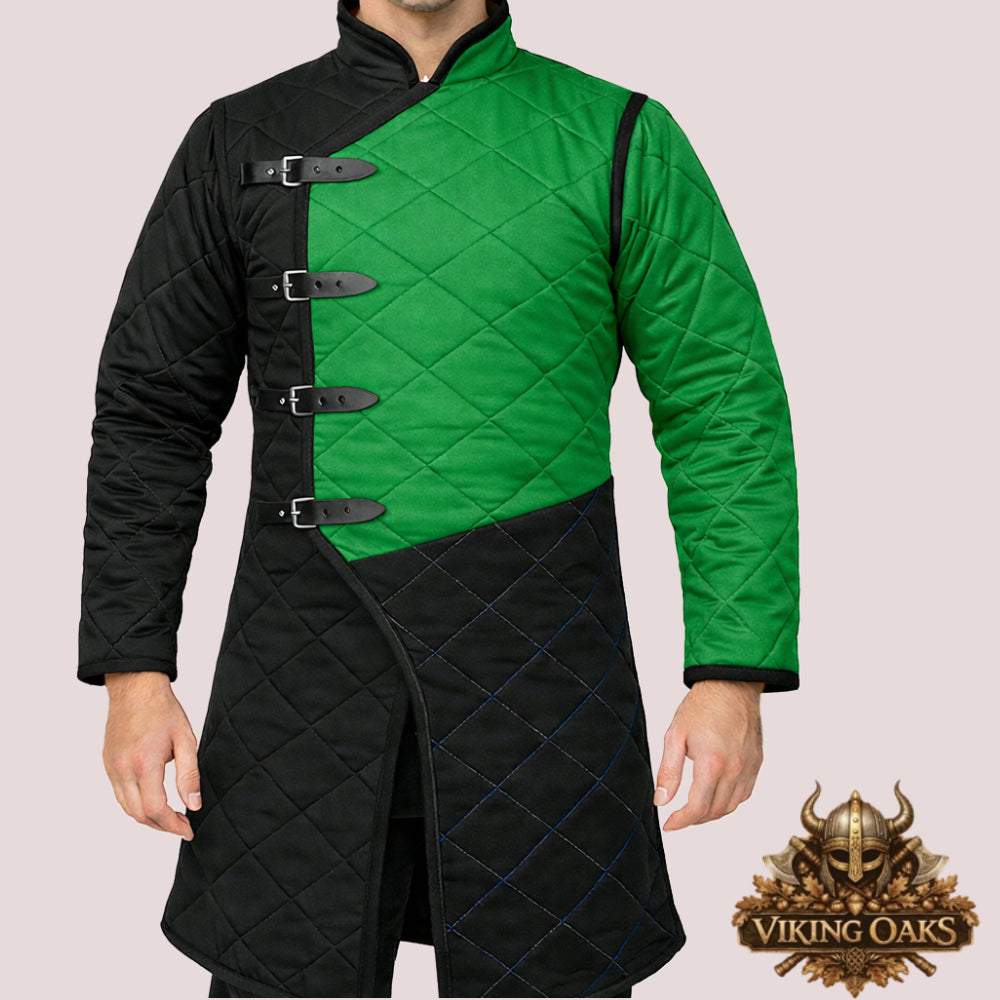 Green Viking Gambeson Costume for Men Medieval Armor Jacket Ren Faire LARP Viking Warrior Costume Padded Gambeson Medieval Clothing