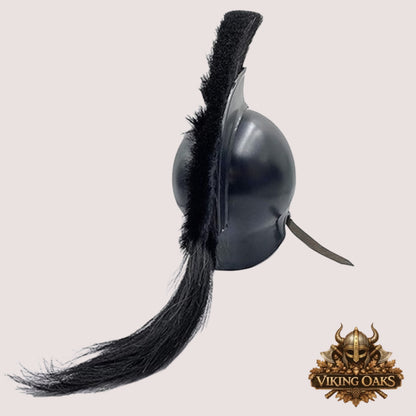 Corinthian Helmet – Ancient Greek Warrior Armor with Wooden Display Stand for Décor & Cosplay
