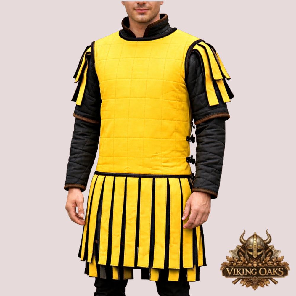 Roman Subarmalis Gambeson Yellow Medieval Roman Padded Armor for LARP Cosplay Renaissance Faire Reenactment Costume