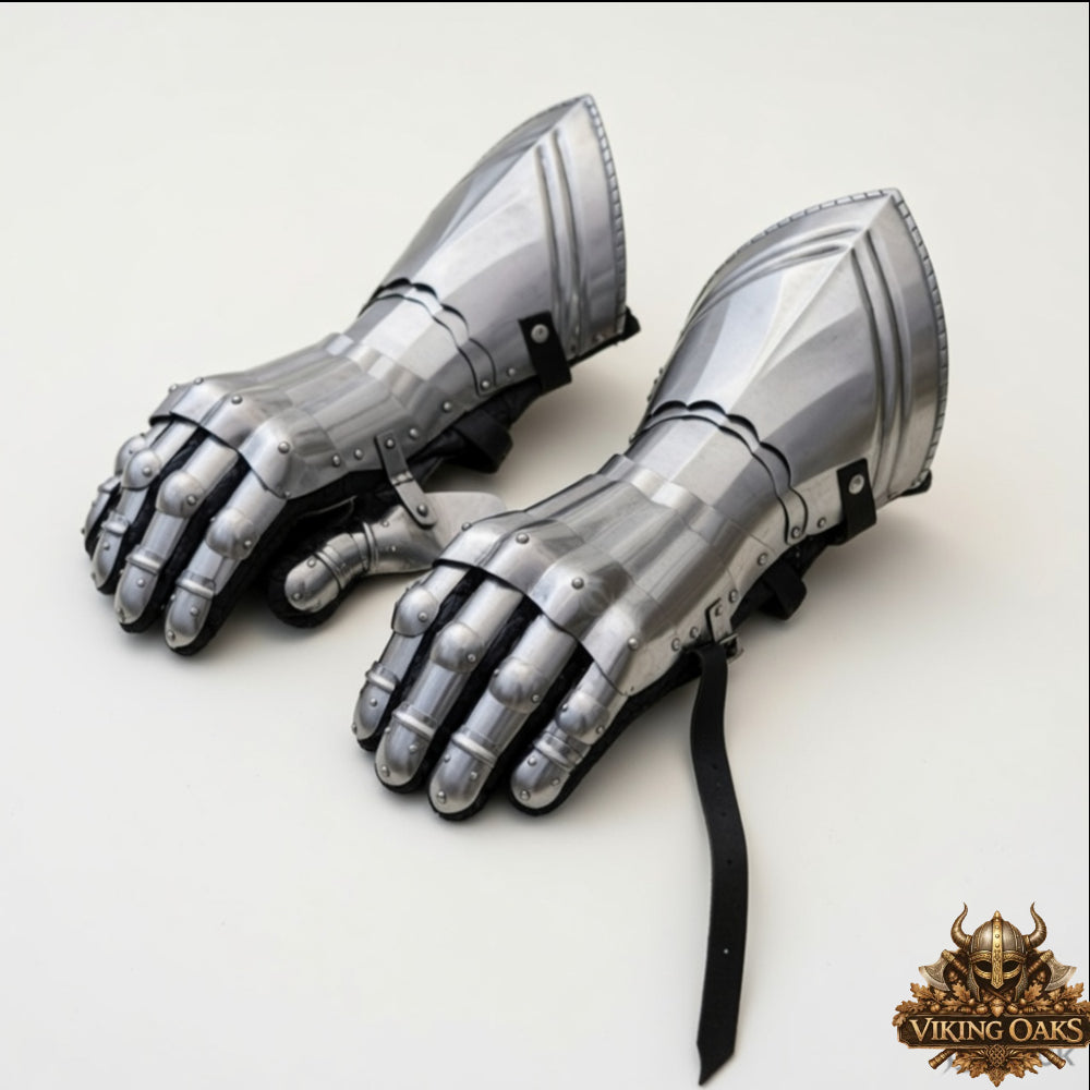 Medieval Knight Gauntlets Steel Armor Gloves Pair Hand Protection Gear