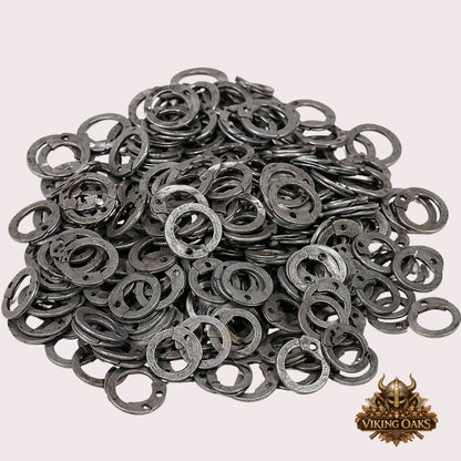 Medieval Chainmail Repair Rings & Rivets Set – Flat Steel Natural Finish Costume Accessory