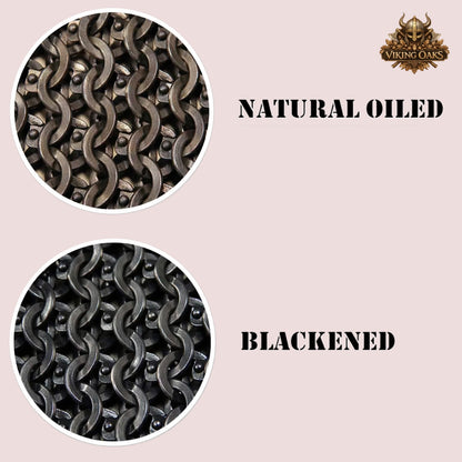 9MM Flat Ring Chainmail Shirt Blackened Steel Brass Trim Viking Armor Costume