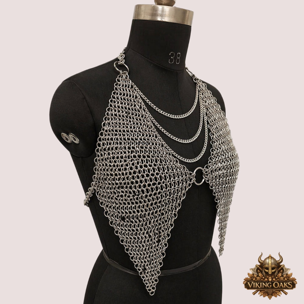 Aluminum Chainmail Bra Top – Butted Ring Design, Fancy Stylish Bikini Bra for Halloween Events