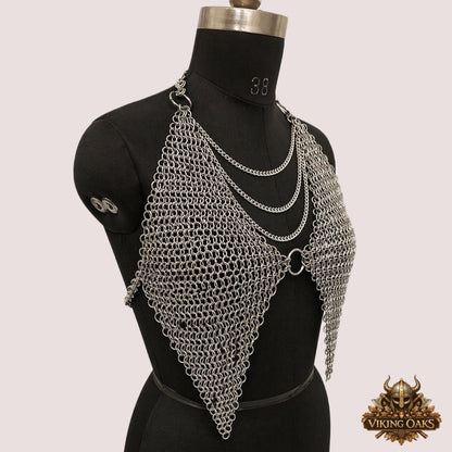 Aluminum Chainmail Bra Top – Butted Ring Design, Fancy Stylish Bikini Bra for Halloween Events