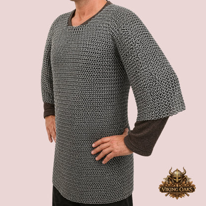 Stainless Steel Chainmail Shirt – 9mm Flat Riveted Half Sleeve Armor Costume