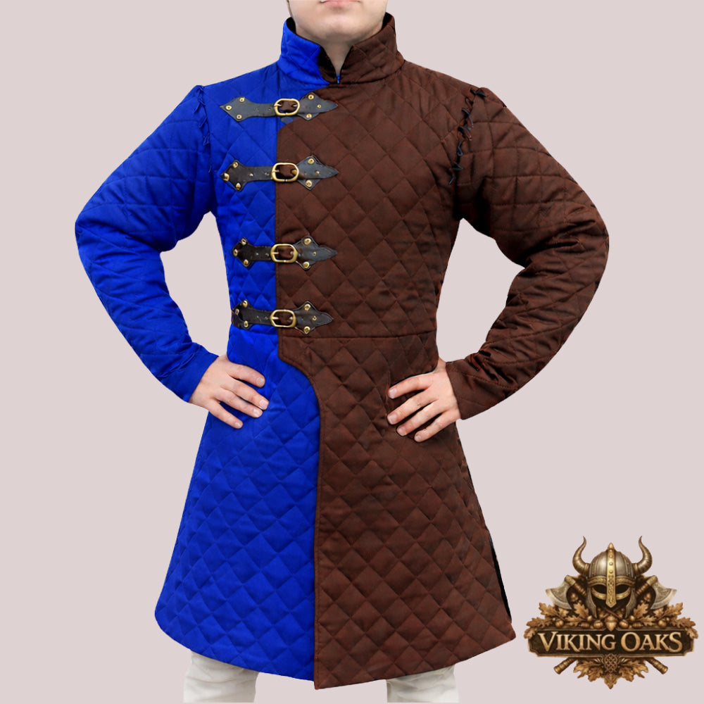 Blue Medieval Quilted Gambeson Armor Heavy Cotton Padded Medieval LARP SCA Warrior Jacket