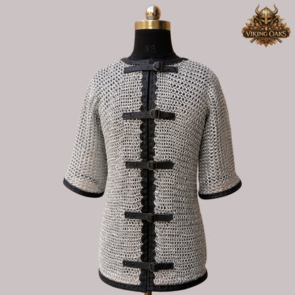 10MM Aluminum Chainmail Haubergeon – 16 Gauge Flat Riveted Rings Medieval Armor Shirt for Events
