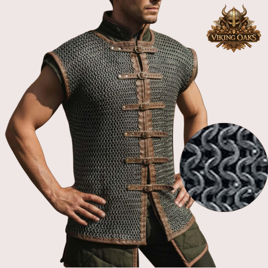 Aluminum Chainmail Haubergeon Sleeveless 10MM 16 Gauge Flat Ring Riveted with Washers Medieval Armor