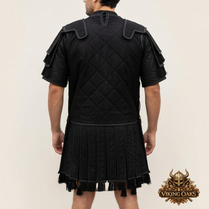 Roman Subarmalis – Red Cotton Padded Armor with Black Trim for LARP, Reenactment & Cosplay