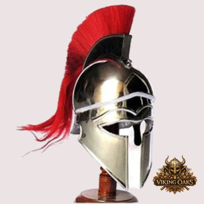 New Corinthian Warrior Helmet – Medieval Greek Armor Helmet with Wooden Display Stand