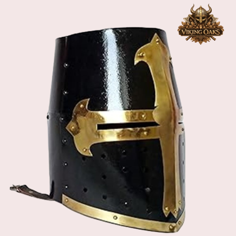 Crusader Helmet Set Silver and Black Medieval Knight Armour