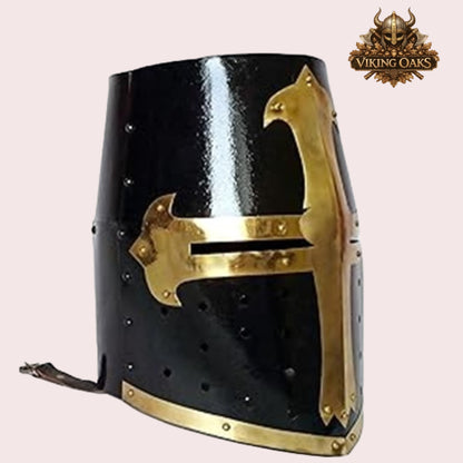 Crusader Helmet Set Silver and Black Medieval Knight Armour