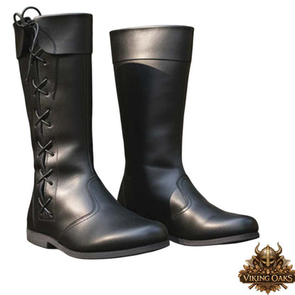 Viking Pirate Ren Faire Leather Boots, Medieval Costume Shoes for Men