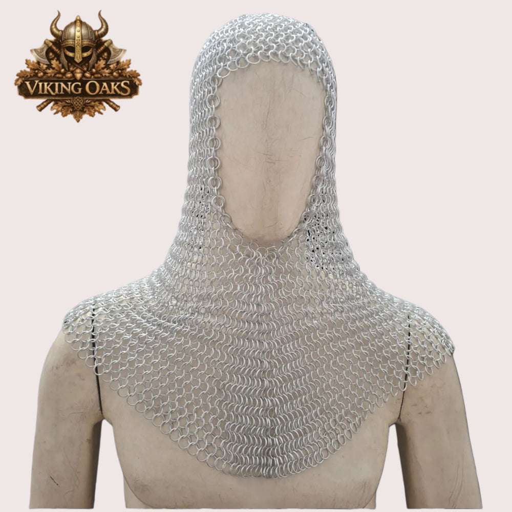 Chainmail Hauberk 9MM Round Riveted Chainmail Armor Medieval LARP Reenactment Costume