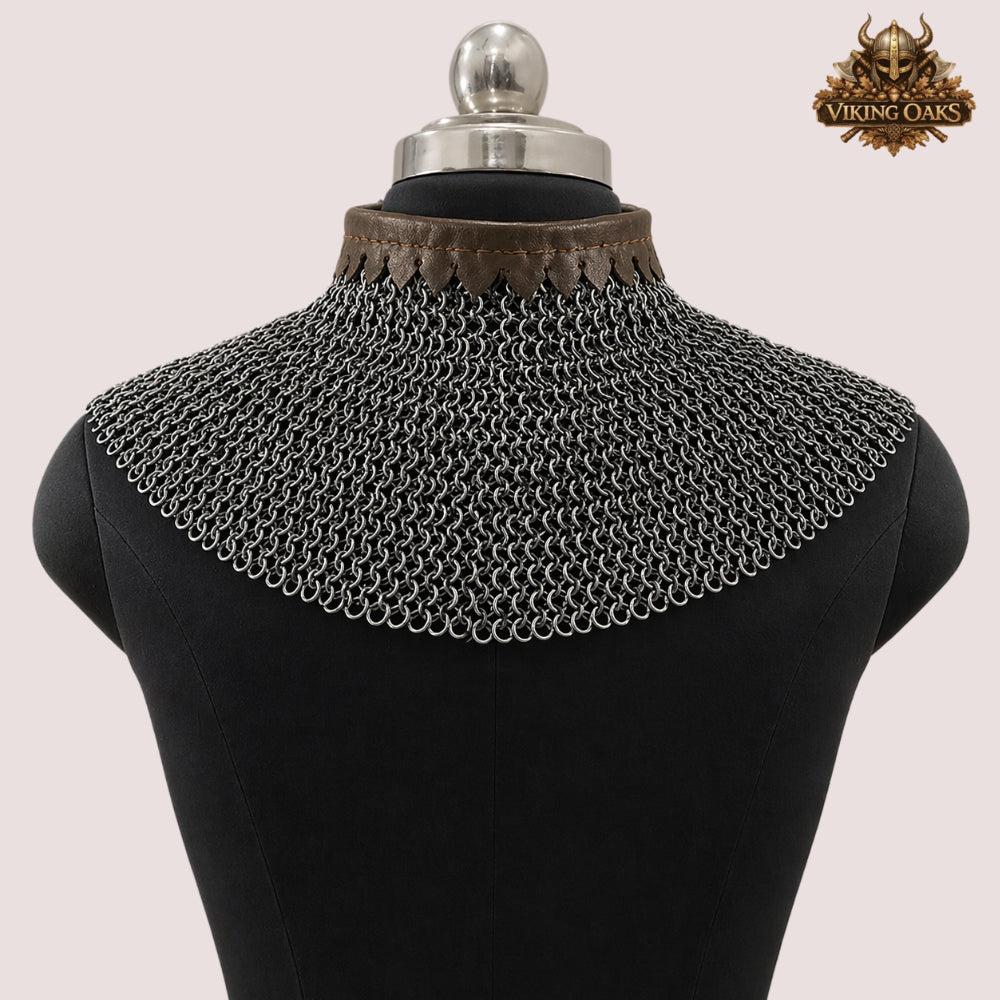 6MM Riveted Chainmail Gorget – Medieval Steel Armor Collar Neck Protection