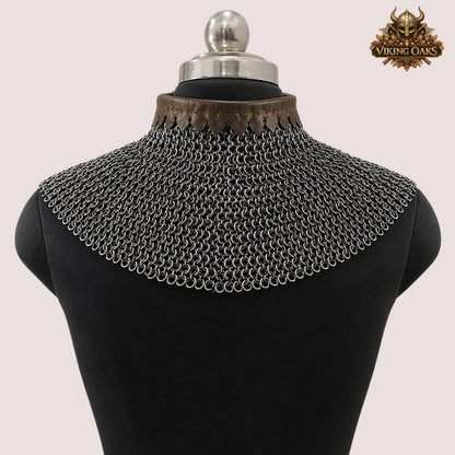 6MM Riveted Chainmail Gorget – Medieval Steel Armor Collar Neck Protection