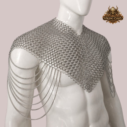 Aluminum Chainmail Collar – Butted Ring Neck Armor – Lightweight Medieval Gorget for Renaissance Faire, LARP & Cosplay