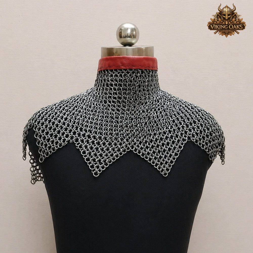 6mm Flat Riveted Chainmail Collar – Medieval Steel Gorget for LARP, Reenactment & Neck Protection