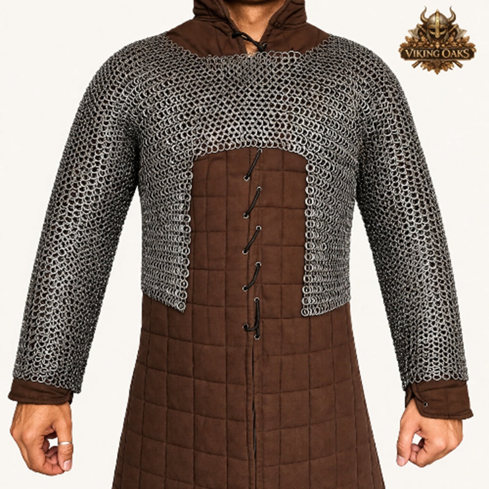 Stainless Steel Chainmail Half Hauberk 9MM Flat Ring Full Riveted Medieval Armor Costume