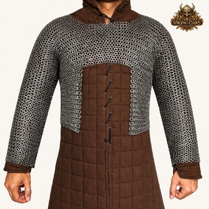 Stainless Steel Chainmail Half Hauberk 9MM Flat Ring Full Riveted Medieval Armor Costume