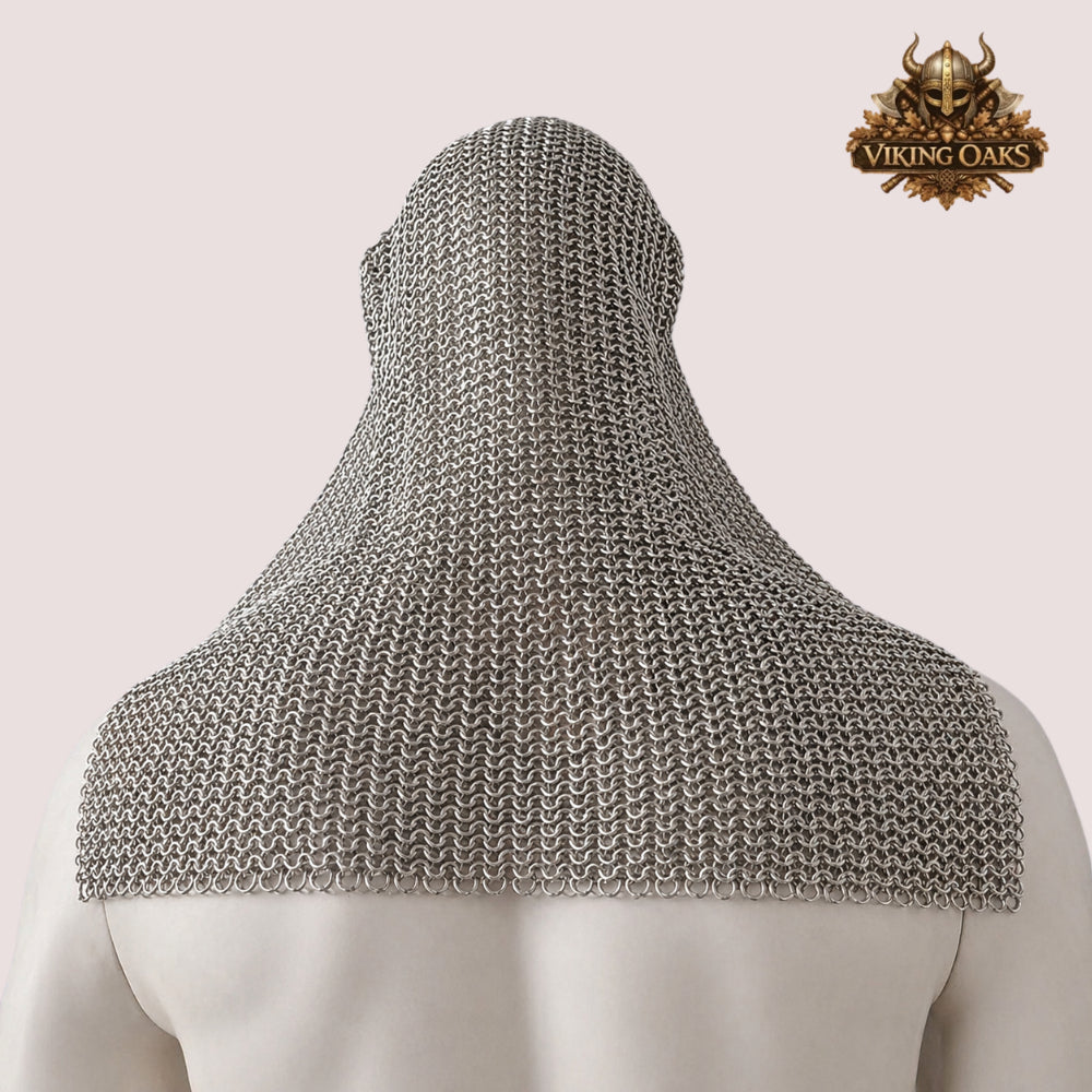 Aluminum Chainmail Coif – Lightweight Butted Ring Hood for Renfaire Costume