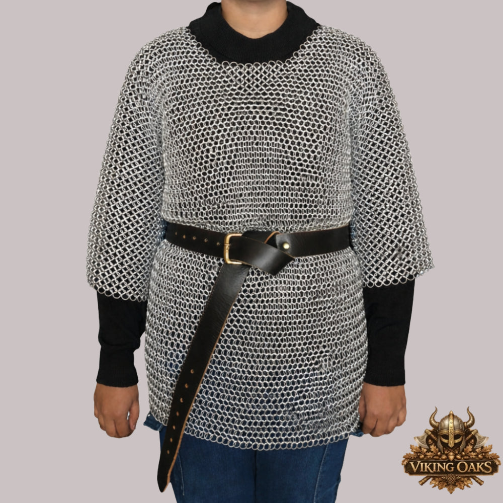 Aluminum Butted Chainmail Hauberk Half Sleeve Round Ring Medieval Shirt for LARP Cosplay Reenactment