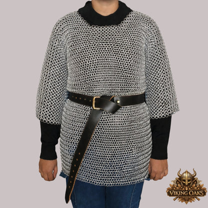 Aluminum Butted Chainmail Hauberk Half Sleeve Round Ring Medieval Shirt for LARP Cosplay Reenactment