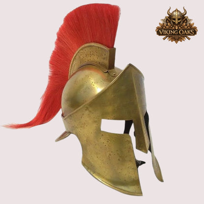 Brass Antique Spartan Warrior Helmet – 300 Movie Replica with Display Stand