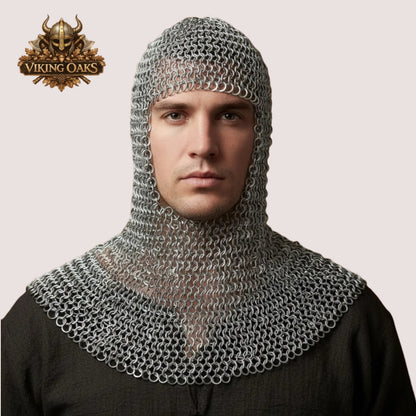 Aluminum Chainmail Coif Ren Faire LARP Viking Costume Halloween Hood