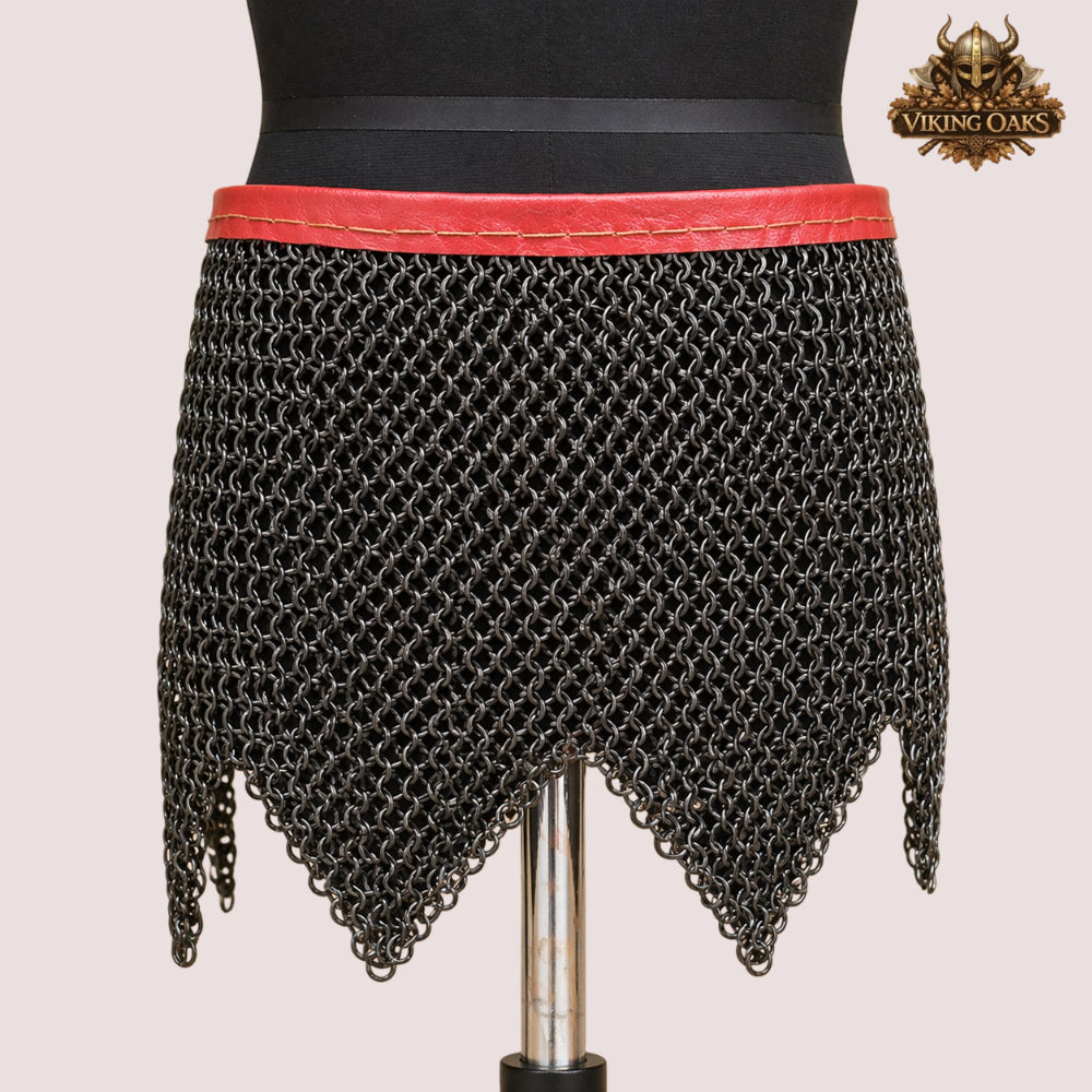 Stainless Steel Chainmail Skirt – 9mm Flat Ring Riveted Medieval Armor Costume