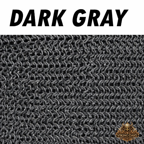 Dark Gray Aluminum Chainmail Hauberk, 9mm Flat Ring Half Sleeve Front Open Shirt, Medieval Armor for Halloween Costume, LARP & Cosplay