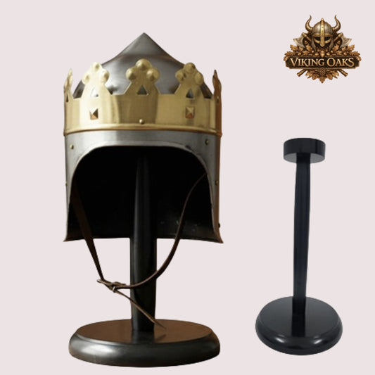 Medieval King Arthur Helmet – Richard Lionheart Crown Replica with  Wooden Display Stand