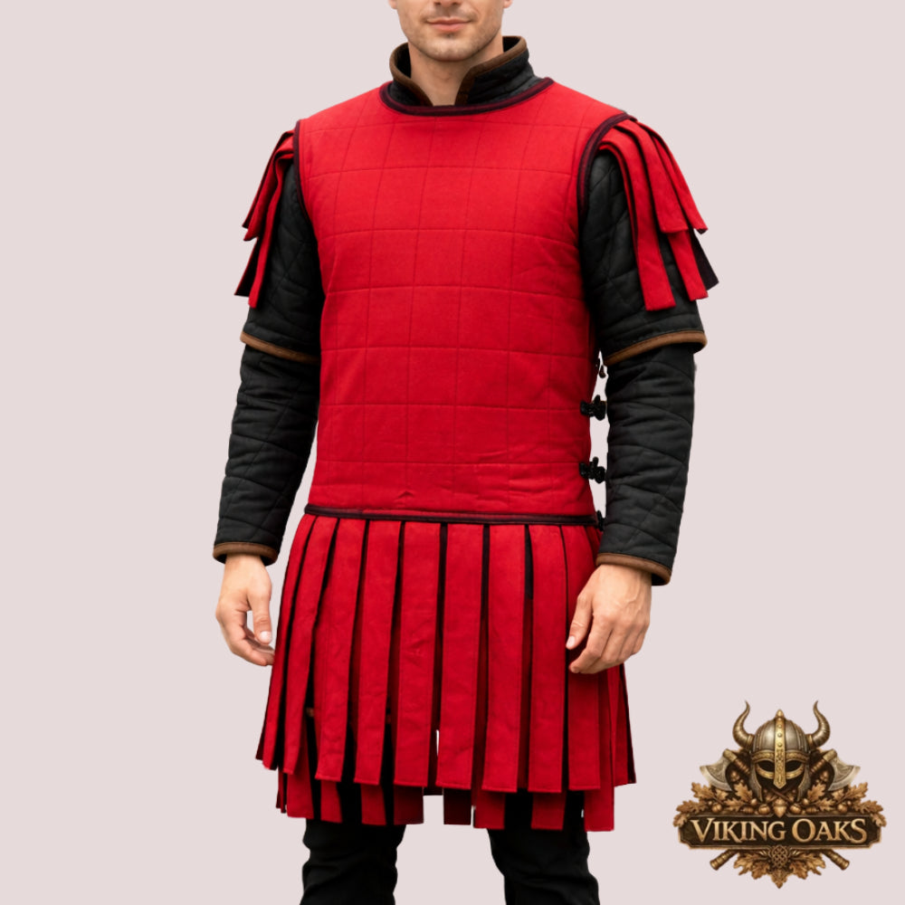 Red Roman Gambeson Medieval Roman Soldier Padded Armor for Cosplay Reenactment Renaissance Faire