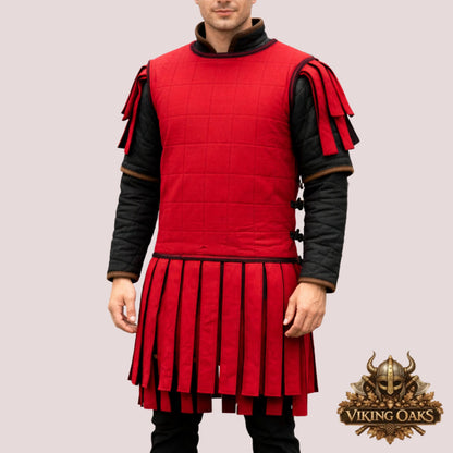 Red Roman Gambeson Medieval Roman Soldier Padded Armor for Cosplay Reenactment Renaissance Faire