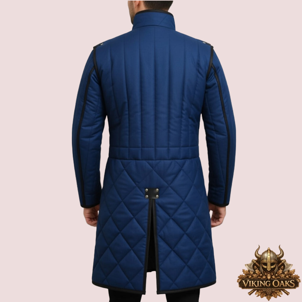 Authentic Medieval Gambeson padded armor costume with cotton and leather trim