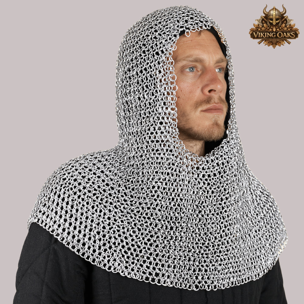 9MM Aluminum Chainmail Hauberk – Medieval Armor Costume Round Ring With Solid Rings Shirt for Halloween
