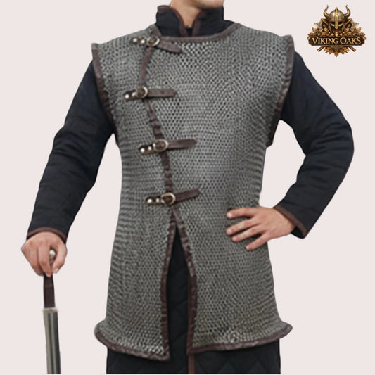 Sleeveless Haubergeon Chainmail Shirt 9MM Flat Ring Riveted with Washers Medieval Armor