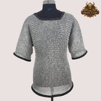 9MM Aluminum Chainmail Hauberk Round Ring with Flat Washer Leather Trim