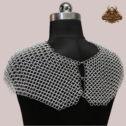 Butted Chainmail Collar – 10mm 16 Gauge Anodized Aluminum Neck Armor, Fantasy Cosplay Costume for Halloween Events