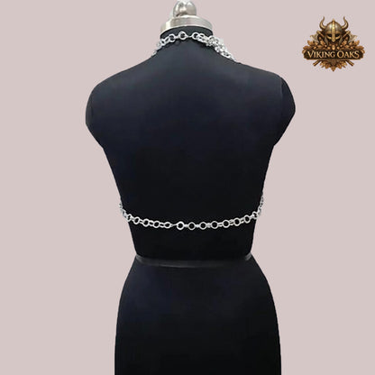 Aluminum Chainmail Halter Top – 10MM Butted Ring Costume for Cosplay, Renaissance Faire & Halloween Costume