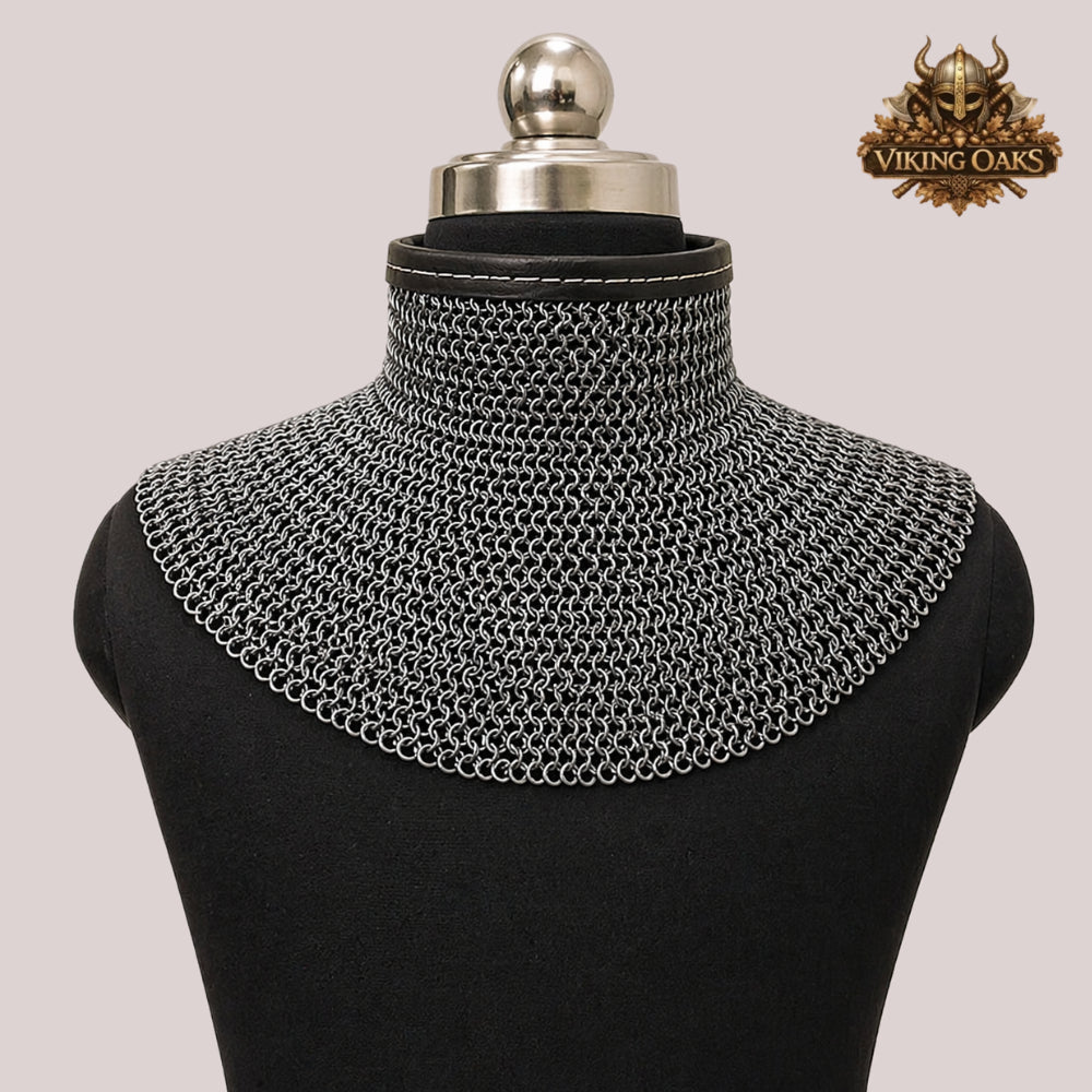 Titanium Chainmail Collar Hood – 9MM Riveted Rings for LARP & Halloween
