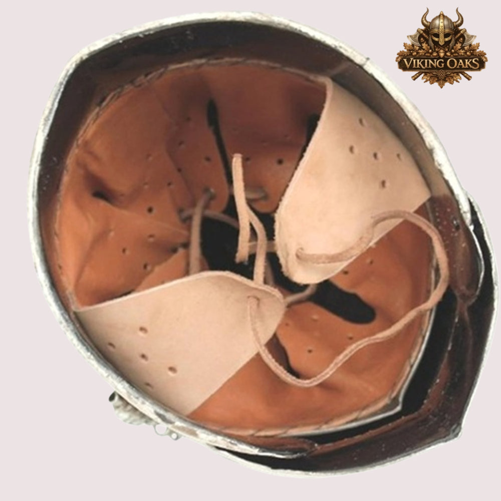 Medieval Barbute Helmet – Barbuta Reenactment Armor with Display Stand for Cosplay & Costumes