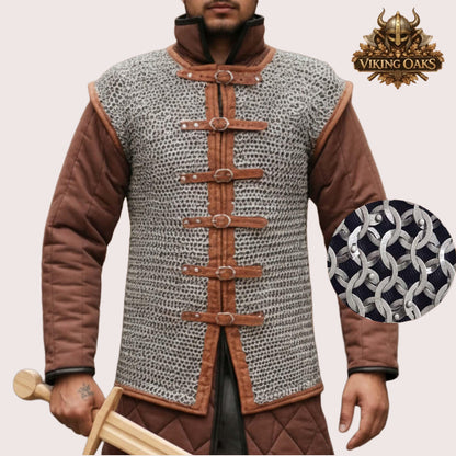 Aluminum Chainmail Haubergeon Sleeveless 10MM 16 Gauge Flat Ring Riveted with Washers Medieval Armor
