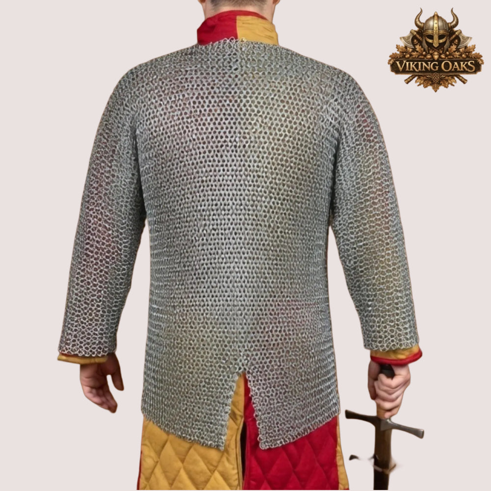 9MM Aluminum Chainmail Hauberk Medieval Costume Armor Flat Ring with Solid Rings