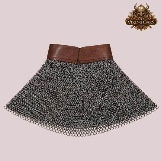 9MM Chainmail Aventail – Flat Riveted Rings with Washer Neck Protection Collar